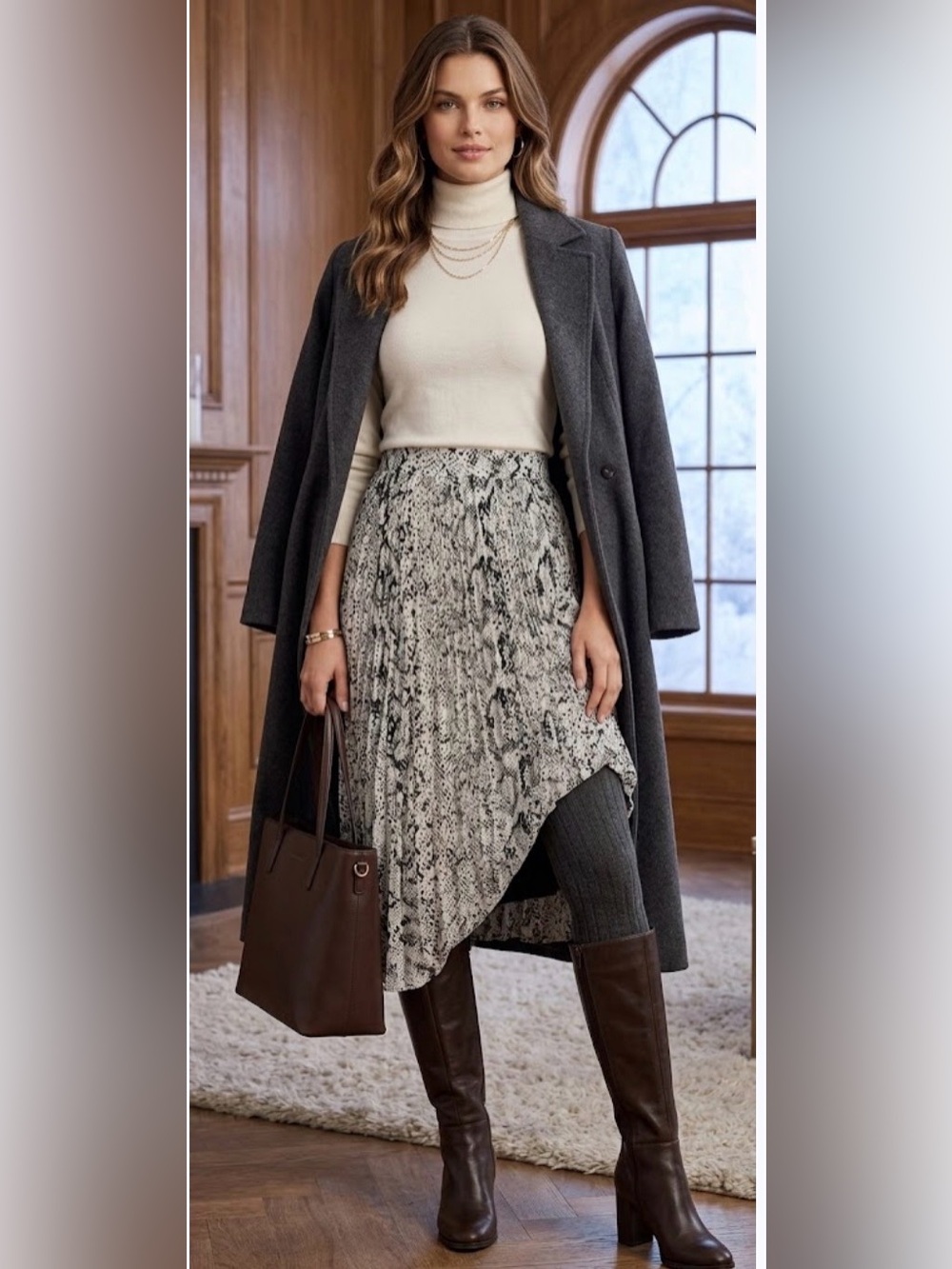 J. Crew Black and White Pleated Midi A-Line Skirt NWT